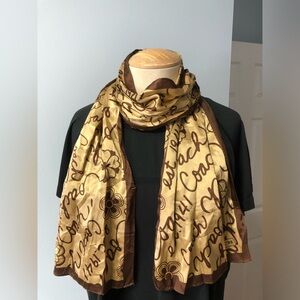 Coach Poppy 1941 Brown & Beige 100% Silk Scarf.